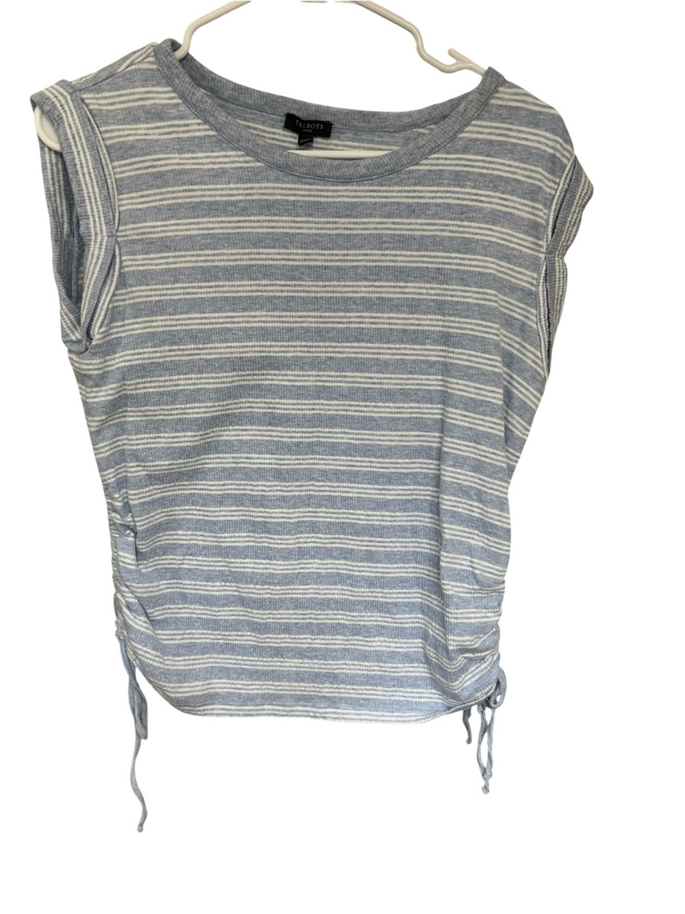 Talbots Light Blue and White Striped Tank with Side Ties